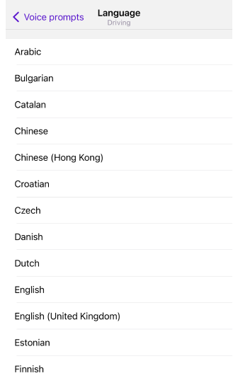 Sprachnavigationseinstellungen iOS