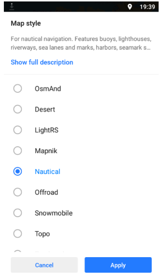 Tipo de mapa náutico en Android