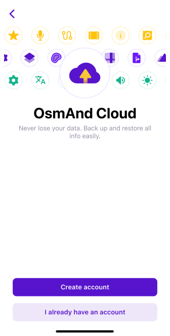 Iniciar sesión en OsmAnd Cloud