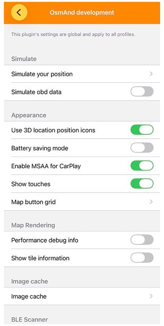 Ajustes de desarrollo iOS