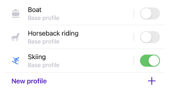 Perfil de esquí en iOS