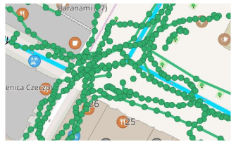 Puntos del complemento Mapillary en el mapa Android