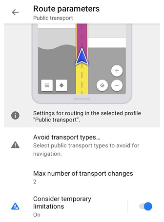 Número máximo de cambios de transporte