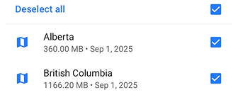 Menú de deselección Android