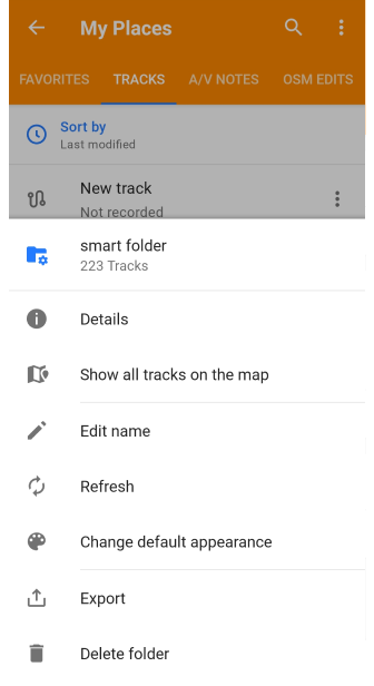 Gestión de Carpetas Inteligentes en Mis lugares Android