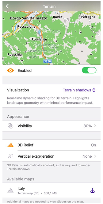Sombras de terreno iOS