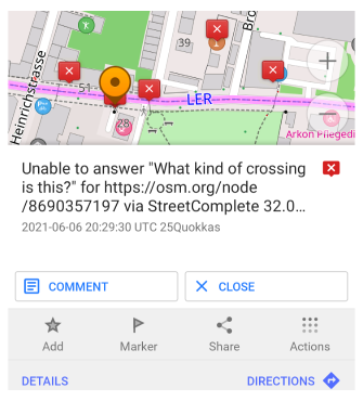 Commenter une note OSM Android