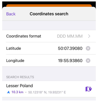 Recherche par coordonnées iOS
