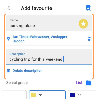 Ajouter une description au favori Android
