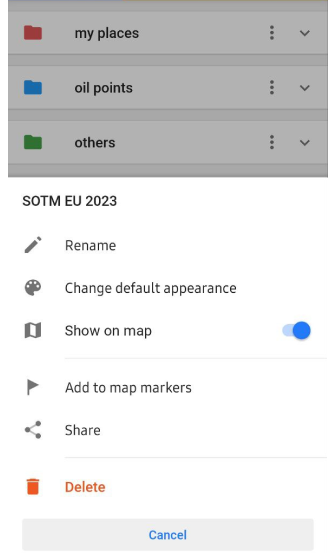 Fonctions du dossier de favoris Android