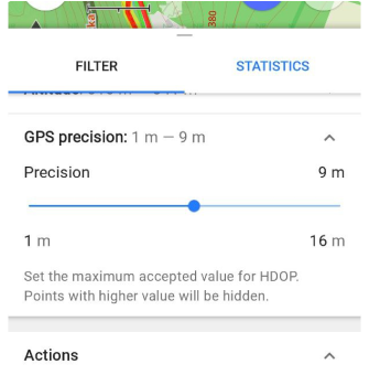Numéros de précision du filtre GPS Android