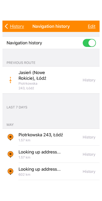 Paramètres généraux Historique iOS