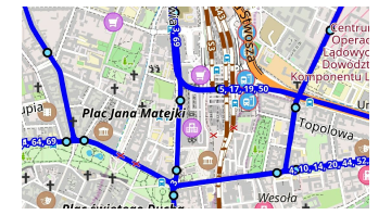 Tram de transport sur la carte