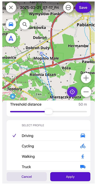 Planifier un itinéraire attacher-route-ios