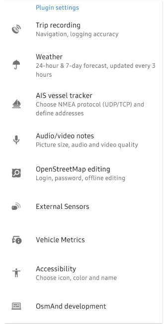 Plugins des paramètres du profil Android