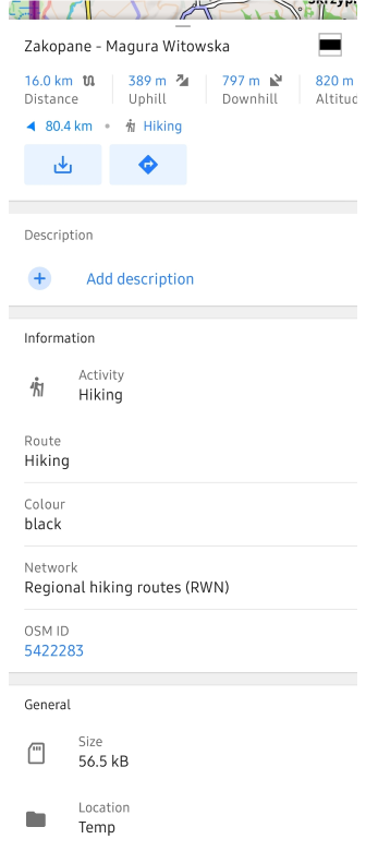 Infos sur l&#39;itinéraire