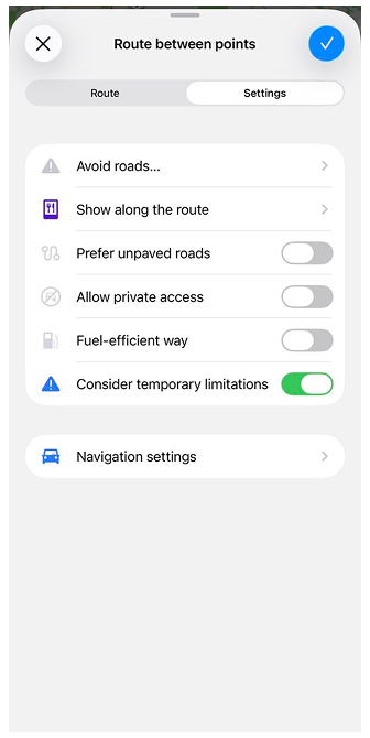 Planifier un itinéraire ios
