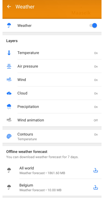 Tableau de bord Météo Android 2