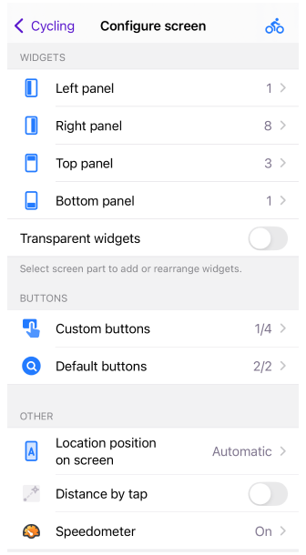Menu Configura schermo