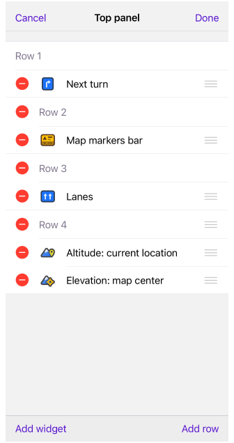 Menu Configura schermata