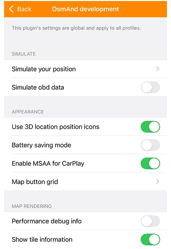 Impostazioni di sviluppo iOS
