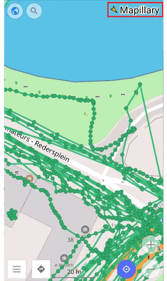 Menu contestuale della mappa del plugin Mapillary Android