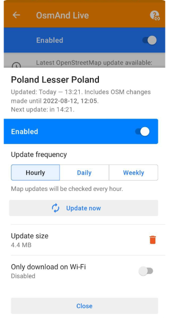 Menu Mappe OsmAnd live modifica Android