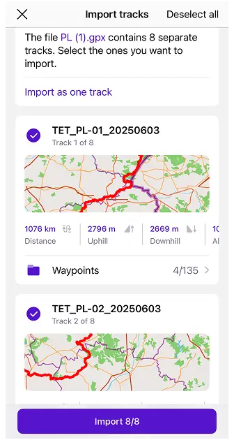 Multi-Track GPX Import