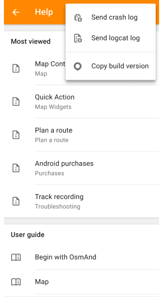 Schermata aiuto offline Android