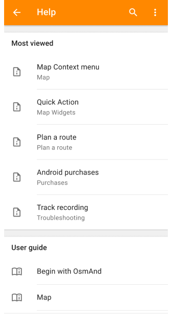 Schermata aiuto offline Android