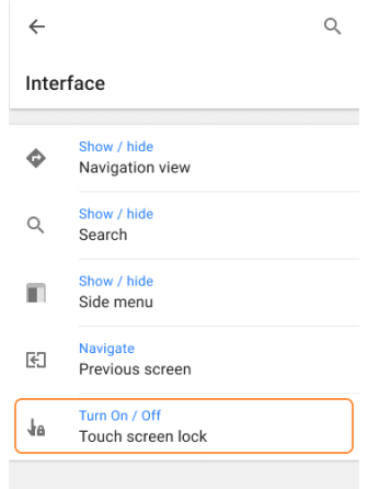 Pulsante di azione rapida Blocco touch screen Android