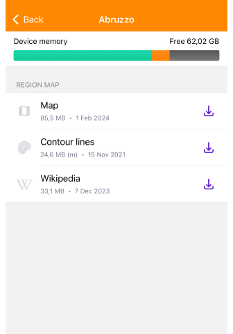 Funzione di ricerca per scaricare la mappa iOS