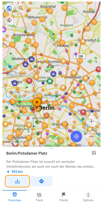 Menu dei punti delle guide di viaggio