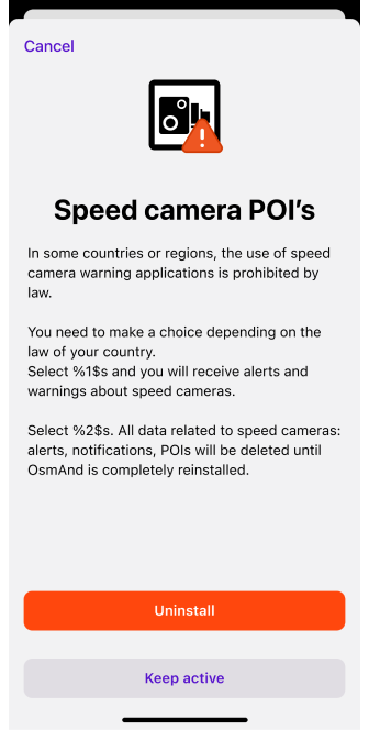 Impostazioni generali Autovelox iOS