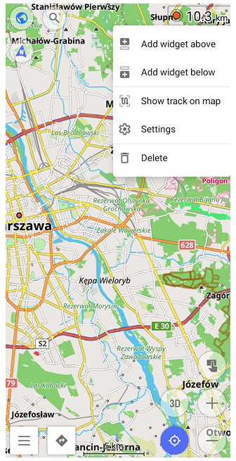 Menu contestuale del widget