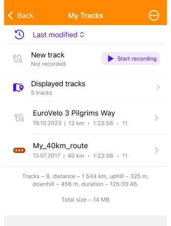 Mijn plaatsen met tracks in iOS