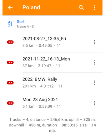 Mijn plaatsen met tracks in Android