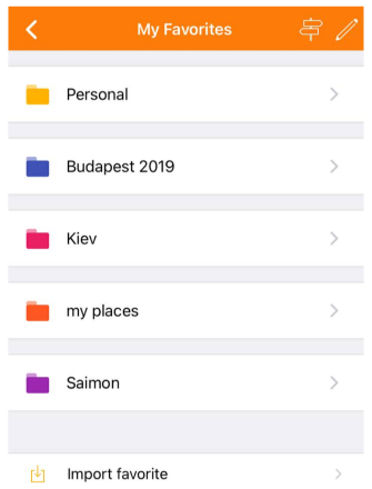 Favorietenmappen ios