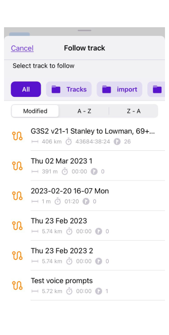Selecteer track om te navigeren iOS 2