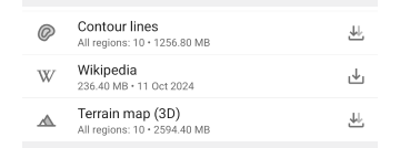 Algemeen downloadkaartmenu Android