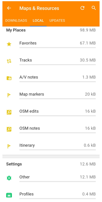 Tabblad Lokaal Android 2