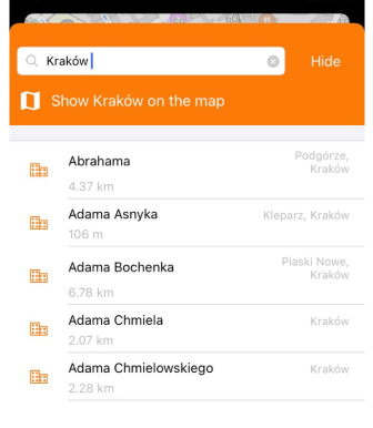 Wyszukiwanie ulicy iOS