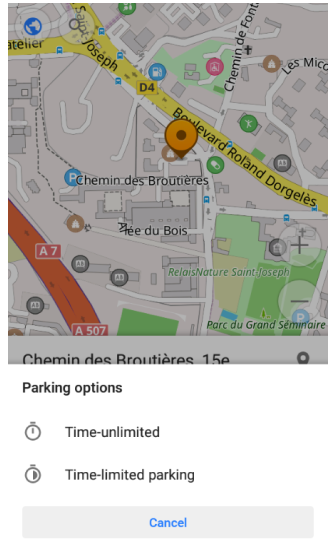 Ustawianie miejsca parkingowego w systemie Android