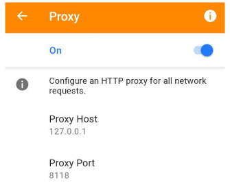Ustawienia ogólne Proxy Android