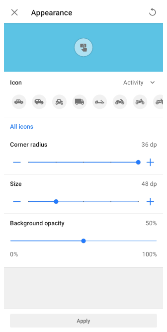 Wygląd przycisków mapy