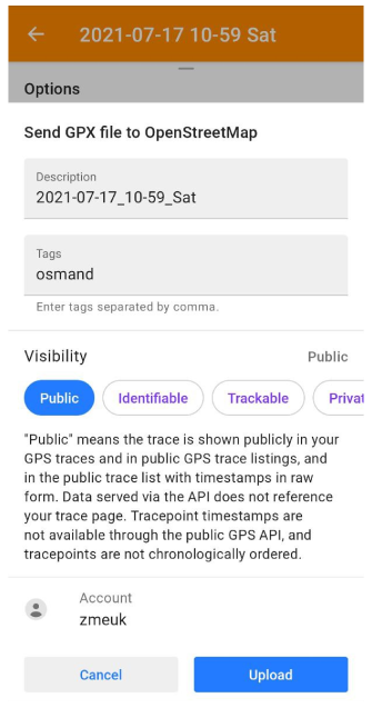 Wtyczka edycji OpenStreetMap GPX do OSM Android