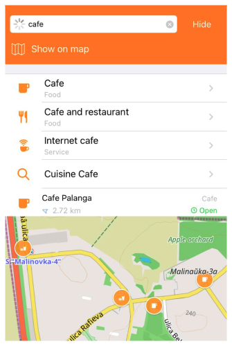 Wyszukaj i wyświetl POI iOS