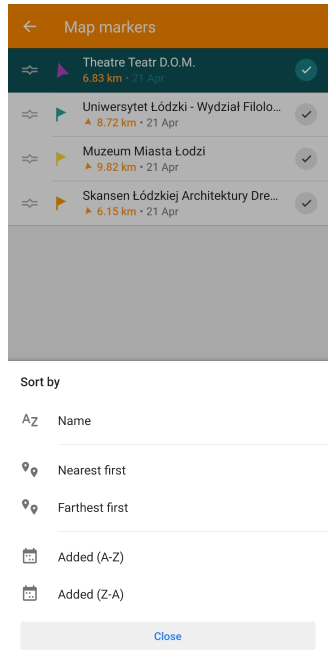 Alternatywne sortowanie znaczników Android 2