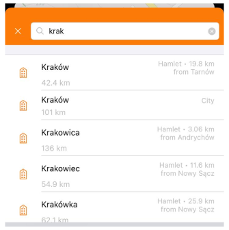 Wyszukiwanie ulicy iOS