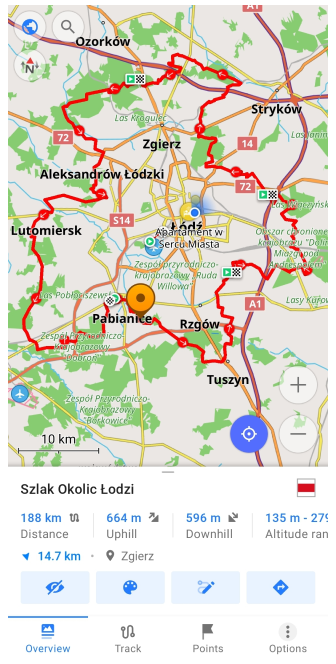 Przegląd menu kontekstowego śladu Android